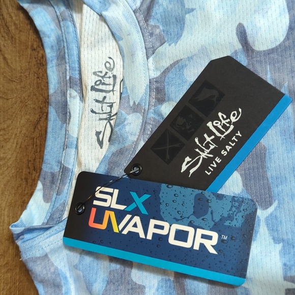 Salt Life SLX UVAPOR Long Sleeve Shirt Size Medium in Baby Blue Camo NWT - Picture 2 of 10